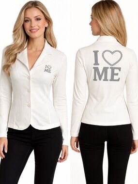 I Love ME White Stretch Jacket